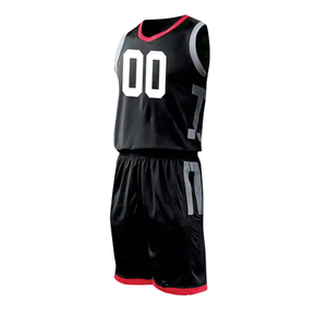 Uniforme de Baloncesto Negro para Hombre con Ribete Rojo y Logotipo Lateral Blanco, Ropa Deportiva para Todas las Temporadas - Product Image 3