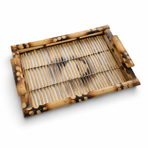 Handmade Bamboo Serving <b>Tray</b> with Handles Rectangular Woven Bamboo Tea <b>Breakfast</b> <b>Tray</b> for Home Kitchen Decor - Product Image 2