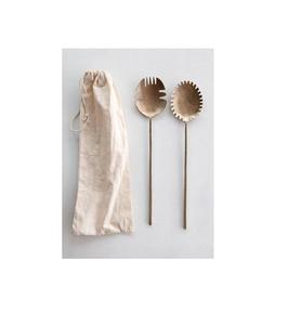 Cuillère et fourchette à salade en métal argenté artistique contemporain avec une conception de poignée unique pour la décoration de table design - Product Image 5