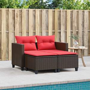 Divano da Giardino a 2 Posti in Rattan PE Marrone e Rosso con Struttura in Acciaio, Realizzato con Poliestere Resistente - Prodotto Durevole ed Elegante - Product Image 3