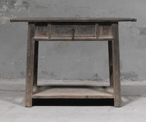 Mesa Consola Rústica de Madera Maciza con Estante de Almacenamiento, Base con Patas, Acabado Antiguo, Hecha a Mano, Ecológica, Mueble para Sala de Estar o Entrada - Product Image 2