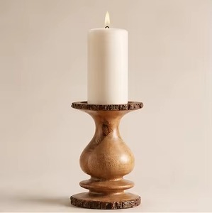 Wooden Candle Pillar Holder Luxury <b>Rustic</b> Decoration for <b>Table</b> Shelf and <b>Console</b> Display - Product Image 5