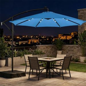 Ombrellone Solare per Terrazzo e Cortile Blu Lago con Base - Product Image 1