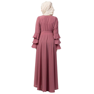 Trendy Casual Satin Abaya Women Smooth Shiny Fabric Elegant Flow Floor Length <b>Long</b> Sleeve Beaded Embroidery Quick Dry Breathable - Product Image 2