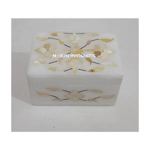 Wedding Jewelry And Business <b>Gifting</b> Purpose White Marble <b>Pink</b> Mother Of Pearl Flower Inlay Design Jewelry <b>Boxes</b> In Best Price - Product Image 4