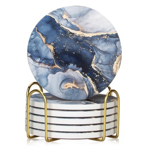 Elegant Decorative Marble <b>Coaster</b> Set High Quality Natural Stone <b>Drink</b> <b>Coasters</b> With Smooth Finish Strong Build And Heat Resist - Product Image 2