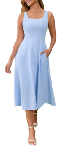 Women's Vintage Sleeveless Dress Square Neck Flowy A Line Dresses <strong>Skirt</strong> for Evening Cocktail Party and Holidays Casual Beach - Product Image 1