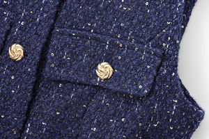 Chaleco Casual de Moda para Mujer, Cuello Redondo, Color Azul, Cortavientos, Transpirable, Sin Mangas, con Bolsillos de Solapa, Trajes de Invierno - Product Image 4