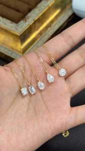 สร้อยคอจี้เพชรแล็บมินิมอลลิสต์ ความใส VVS พร้อมโซ่ทองคำ ดีไซน์เรียบหรู รูปทรงหลากหลาย เครื่องประดับชั้นดีสำหรับผู้หญิง - Product Image 1