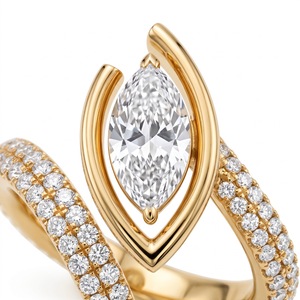 Bague de fiançailles pour femme en or blanc avec diamant de laboratoire taille brillant rond et pierres latérales pavées, style charmant, certifiée par un tiers - Product Image 5