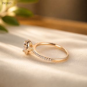 GRA Certificate Halo Moissanite Wedding <b>Ring</b> 18K Vermeil Yellow <b>Gold</b> Promise <b>Ring</b> round Brilliant Cut Diamond Engagement <b>Ring</b> - Product Image 6