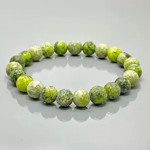 Natural Serpentine 8mm Smooth Round AA Grade Gemstone Beads <b>Stretch</b> <b>Bracelet</b> Healing Jewelry Wholesale - Product Image 5