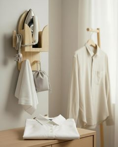 Soporte de Pared para Caja de Hierro de Madera de Acacia Sólida Hecho a Mano – Organizador con Acabado Natural y Ganchos Utilitarios – Montaje Invisible - Product Image 5