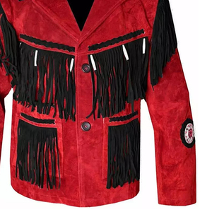 New Western Style Warm Red Black Genuine <b>Leather</b> Bomber Motorcycle <b>Jackets</b> Stylish Comfortable Long Sleeve Waterproof - Product Image 6