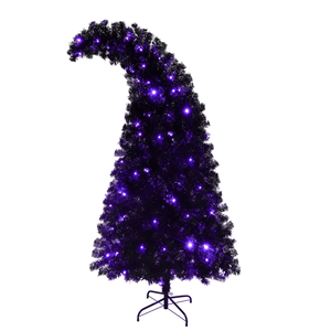 6FT Pre-Lit Black Christmas <b>Tree</b> with LED <b>Lights</b> Whimsical Curved Shape 900 Tips Artificial Christmas Whimsy - Product Image 4