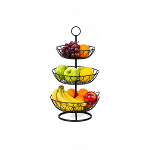 Support à fruits en métal à 3 niveaux, panier de rangement moderne blanc en fil métallique, étagère multi-niveaux pour comptoir de cuisine, support à légumes et décoration - Product Image 5