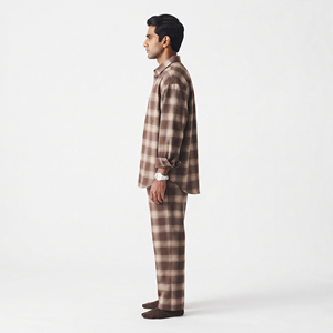 Ensemble de pyjama en flanelle pour homme, tenue de nuit chaude, confortable et décontractée, 100% coton, coupe ample, deux pièces, vêtements de maison, pyjama à carreaux - Product Image 3