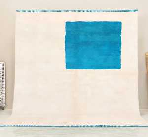 Alfombra Beni Ourain marroquí de lana anudada a mano |   Alfombra berbera hecha a mano |   Alfombra Geométrica de Color Marfil, Tamaño Personalizado, Venta al Por Mayor - Product Image 4