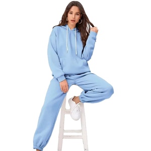 Ensemble de survêtement deux pièces de sport polaire d'hiver pour femmes pantalon de jogging décontracté motif solide adapté à la maternité en gros - Product Image 1