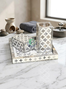 Support d'encens décoratif en résine incrustée, diffuseur d'aromathérapie, ensemble de tabourets, style marocain, fait main pour la décoration de spa, Mubkhar Bakhoor - Product Image 1