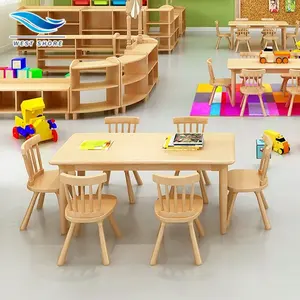 Juego de Mesa y Sillas de Madera para Niños de Preescolar y Jardín de Infancia Montessori, Muebles para Centros de Aprendizaje Temprano, Guarderías y Aulas - Product Image 1