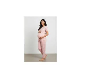 Ensemble deux pièces doux et extensible à carreaux en bambou et élasthanne pour l'été – Tenue décontractée de maternité pour futures mamans - Product Image 3