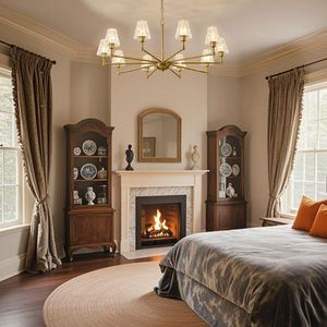 Lustre suspendu doré de style Mid-Century Modern, 10 lumières, pour salle à manger, salon, chambre, en verre chic, style ferme - Product Image 3