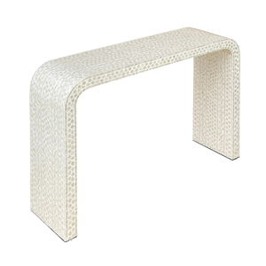 Magnifique table console en nacre, faite à la main, éco-responsable, avec structure en bois durable, meuble de salon au design traditionnel et antique. - Product Image 5