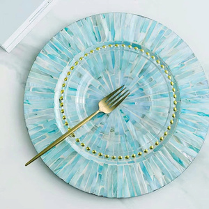 Assiette de petit-déjeuner ronde tendance avec incrustation de nacre, plateau décoratif pour assiette à dîner, fait main au Vietnam - Product Image 4