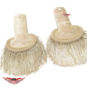 Elegantes Epaulettes Beige para Uniforme con Flecos de Hilo Metálico y Mylar, con Borlas - Product Image 1