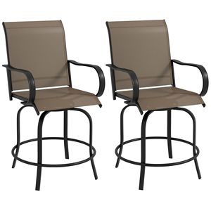 Set Moderno di 2 Sgabelli da Bar Girevoli a 360° Color Beige, Sedie da Giardino per Esterni con Robusta Struttura in Metallo, Altezza da Bar per Uso in Seminterrato - Product Image 1