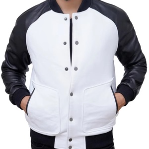 Custom <b>Men</b> Plus Size Multi-Color Geometric Stand Collar Letterman <b>Jackets</b> Long Sleeve <b>Baseball</b> Design Winter 100% Wool - Product Image 1