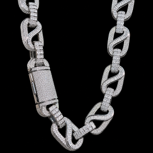 Chaîne Hip Hop personnalisée en moissanite taille ronde et baguette, design élégant fait main, bijoux en diamant certifié de qualité supérieure - Product Image 2