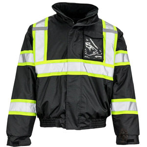 Veste de travail haute visibilité réfléchissante pour hommes, en polyester, avec fermeture éclair et poches - Product Image 1