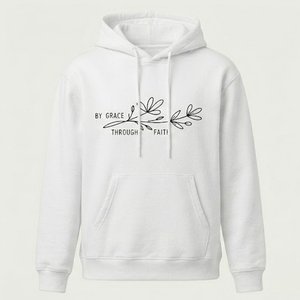 Nueva Llegada, Sudadera Blanca Personalizada con Logotipo para Mujer, con Estampado Floral de "Por Gracia a Través de la Fe", Tejido de Algodón, Ropa Casual de Otoño - Product Image 1