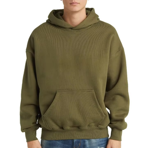 Sudadera con Capucha para Hombre, Color Verde Claro, Corte Regular, Color Sólido, Informal, Tejida, Manga Larga, con Bolsillos, para Otoño - Product Image 3