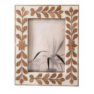 Floral Design Bone Inlay Photo Frame Decorative Picture Frame Uses for Home Tabletop & Wall Office Desktop Picture Frame Decor - Product Image 1