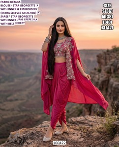 Ensemble Eclipse pour femme rose traditionnel, orné, longueur ras du sol, séchage rapide - Product Image 1