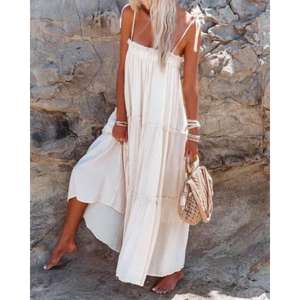 Vestido Maxi a Cuadros Blanco Hecho con Tela Ligera, Transpirable y Ecológica, Perfecto para una Variedad de Ocasiones, Estilo Relajado y Elegante - Product Image 6