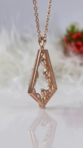 Collar con Colgante Geométrico de Diamante Corte Marquesa en Oro Rosa de 14K, Colgante Floral Moderno y Minimalista, Joyería Fina para Regalo - Product Image 4