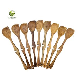 Cuchara de madera con forma de mini abanico al por mayor, mango largo, diseño minimalista ecológico, cuchara de madera creativa con diseño de flores de cerezo, cubiertos. - Product Image 6