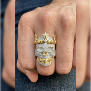 Gold Moissanite Skull King <b>Ring</b> Iced <b>Crown</b> <b>Ring</b> Hip Hop Jewelry Luxury Mens Statement <b>Ring</b> Gothic Fashion Gift Custom Design - Product Image 4