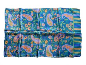 Handmade <b>Silk</b> Paisley Print <b>Scarf</b> Summer Wrap Elegant Gift for Women - Product Image 2
