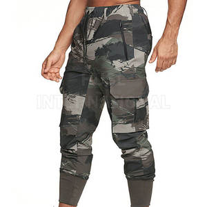 Pantalones deportivos con estampado de camuflaje para hombre, cintura elástica con cordón, múltiples bolsillos, pantalones deportivos informales para otoño - Product Image 2