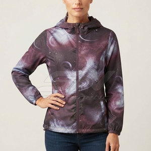 Elegant <b>Women</b> Windbreaker <b>Jacket</b> <b>Lightweight</b> Hooded Outdoor Sportswear Full Zip Breathable Fabric Modern Fit Functional Pockets - Product Image 3