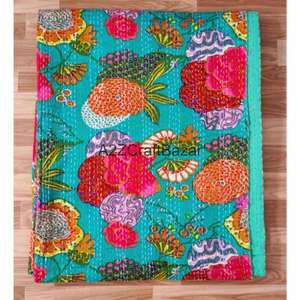 Edredón Kantha de Algodón Orgánico, Hecho a Mano, Bordado, Reversible, Diseño Vintage, para Uso en Hoteles y Hogares, Ecológico, para Todas las Estaciones - Product Image 5