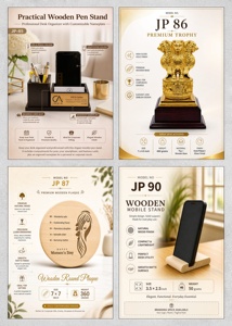 Custom Wooden Desk Organizer with Calendar Clock <b>Phone</b> Holder Pen Stand Logo Promotional <b>Office</b> Gift Standard Size Made in Delhi - Product Image 3