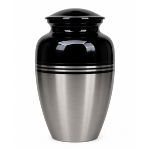 Antique Black Silver Color Cremation Urn Memorial Picture Sticker with Enamel Cremation Urn for Human Funeral Ashes - Product Image 1