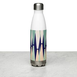 Botella de agua de acero inoxidable con diseño geométrico moderno, portátil, para viajes, con tapa. - Product Image 3