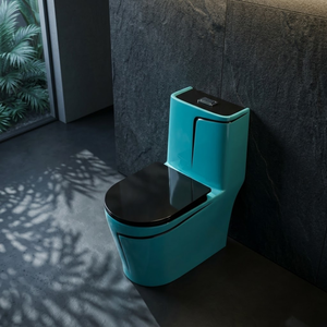 Inodoro de Cerámica Brillante con Línea Decorativa Negra, Moderno, de Una Pieza, en Tendencia - Product Image 2